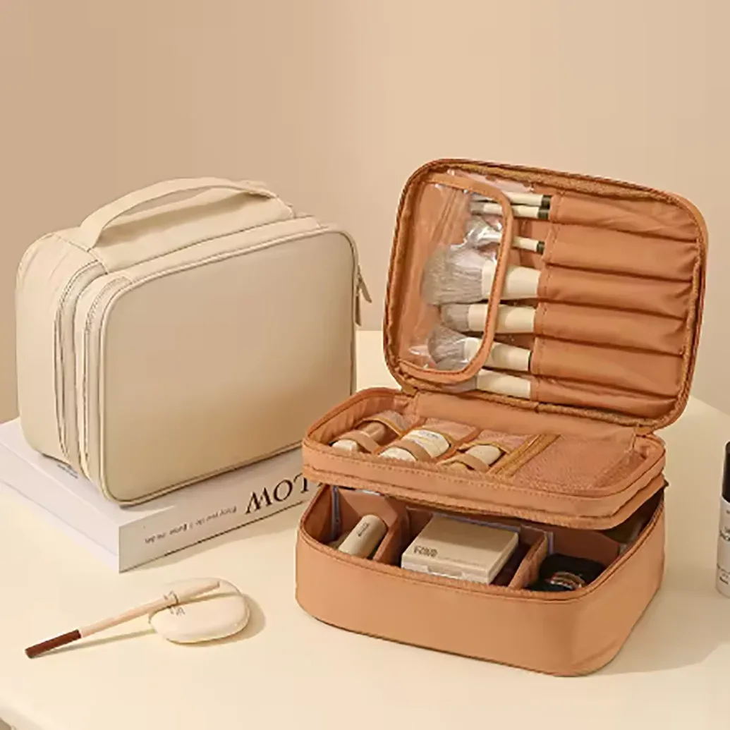 matériel en tissu oxford épais, simple ou double couche, trousse de toilette et de maquillage à la mode, adaptée aux voyages, aux voyages au travail, aux sorties quotidiennes, aux câbles de données