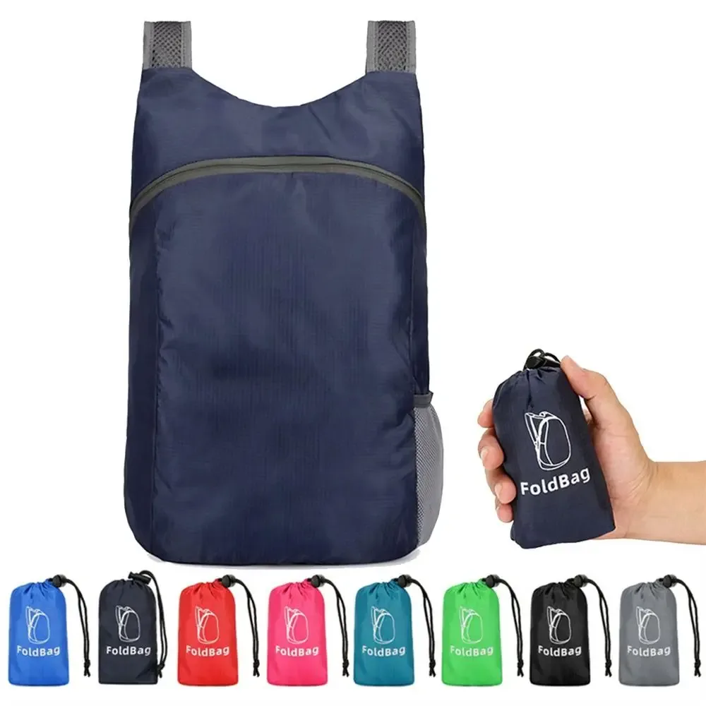 Sac à dos pliable avec sacs de rangement à cordon, grande capacité, sac d'école léger en nylon, sac à bandoulière zippé pour femmes