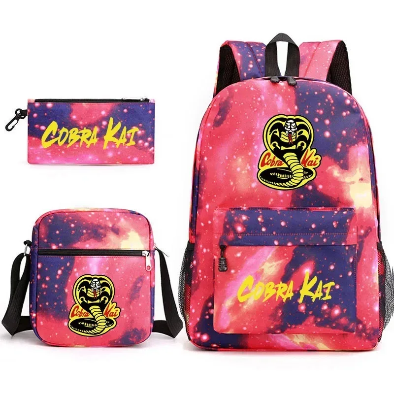 cobra kai sac à dos cartable sac à bandoulière trousse à crayons ensemble cadeau pour enfants étudiants