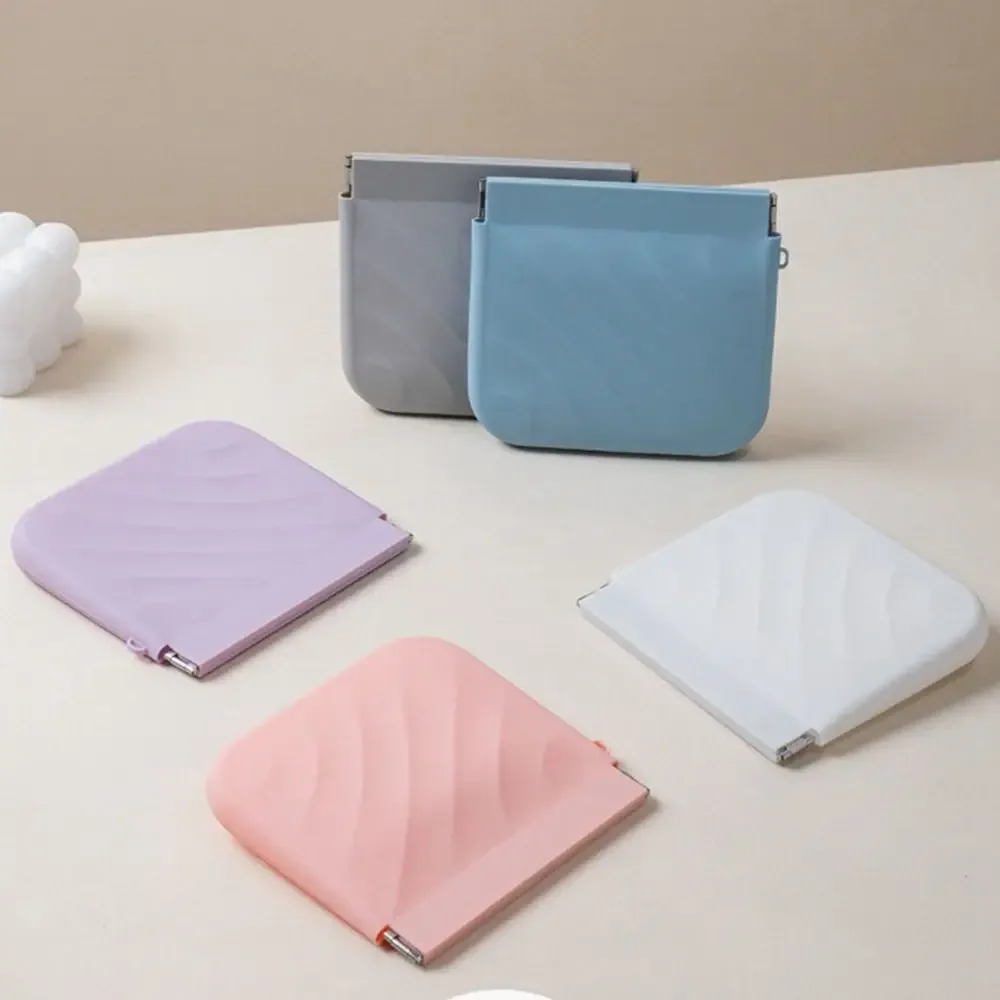 mini sac cosmétique en silicone, sac de rangement pour accessoires de voyage, sac de rangement pour rouge à lèvres, sac à fermeture automatique pour écouteurs, sac à monnaie de voyage