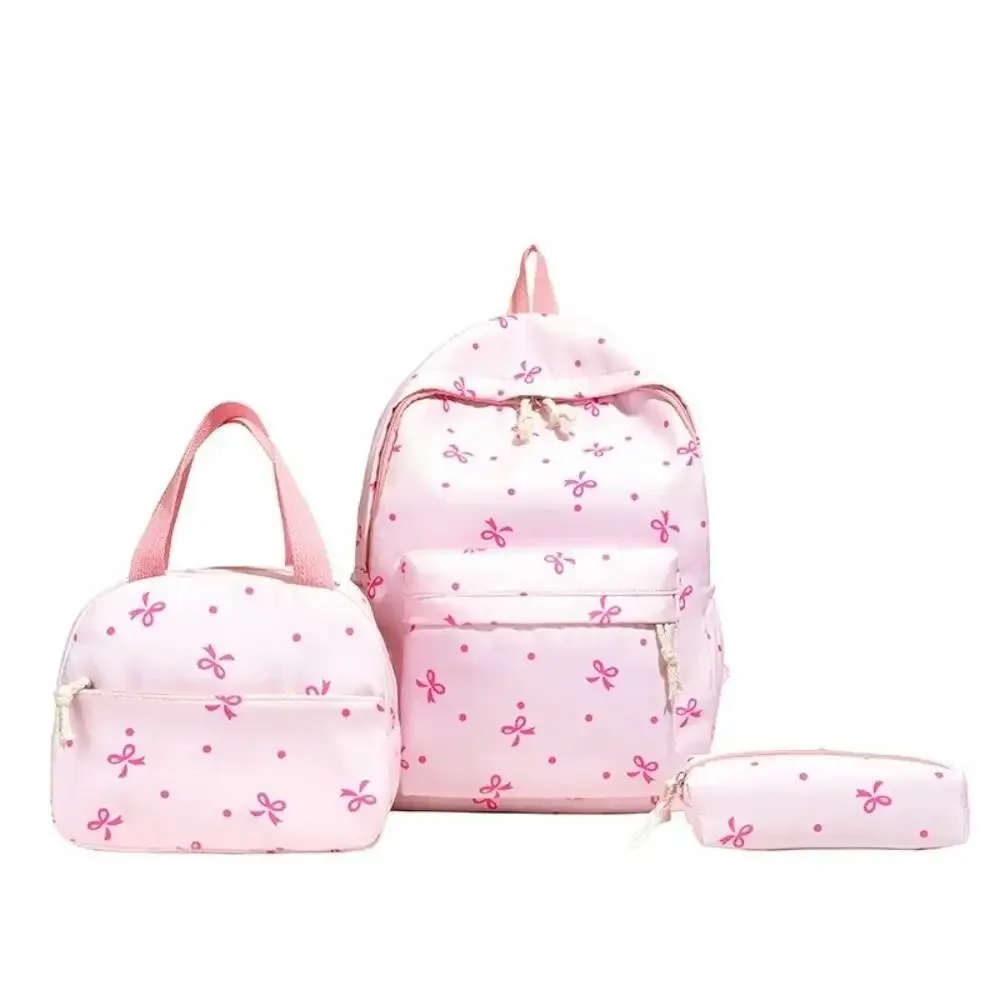 ensemble de trois pièces avec nœud de couleur fraîche, sac à dos, sac à main, trousse à crayons en plusieurs couleurs, adapté au transport quotidien