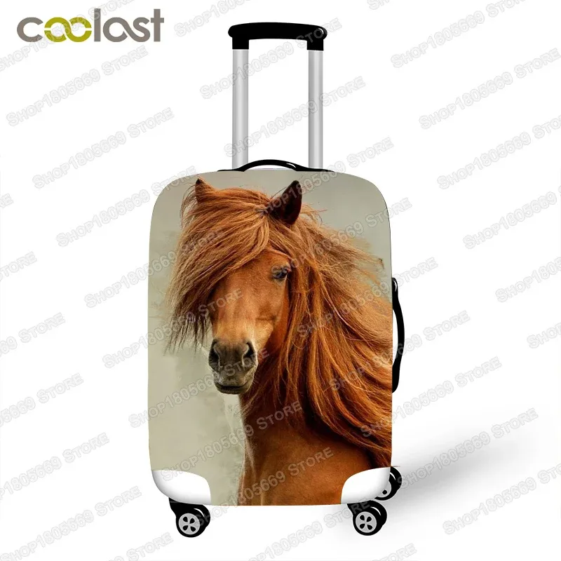 juste de bagage imprimée animal et cheval, housses de valise à roulettes élastiques, anti-poussière, accessoires de voyage mignons