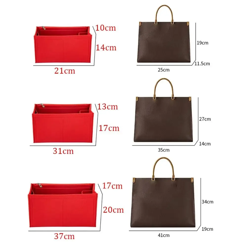 sac à main en feutre durable, sac d'insertion, support de rangement, sac interne, organisateur de sac portable pour lv onthego