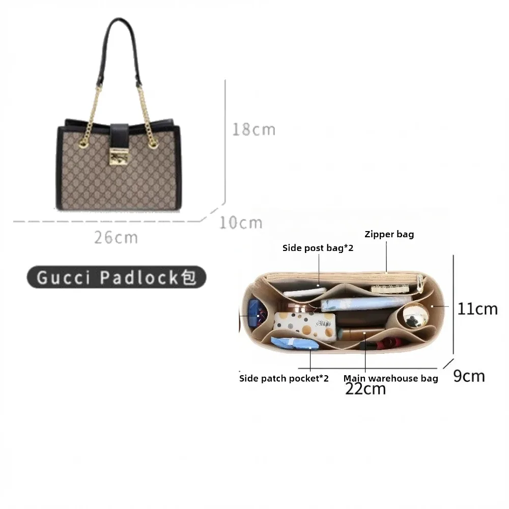 organisateur de sac à main en feutre de qualité supérieure, insert de sac, séparateur intérieur, pochette de rangement pour maquillage et voyage, pour sacs fourre-tout avec cadenas et accessoires