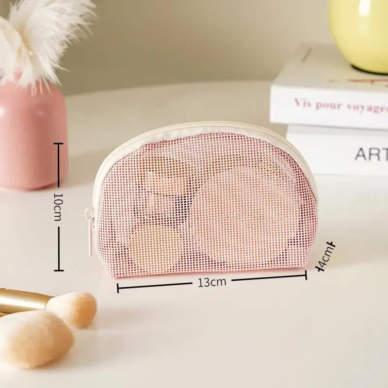 sac à main en maille pour maquillage, lot de 3, trousse de toilette portable pour le rangement des rouges à lèvres et des accessoires