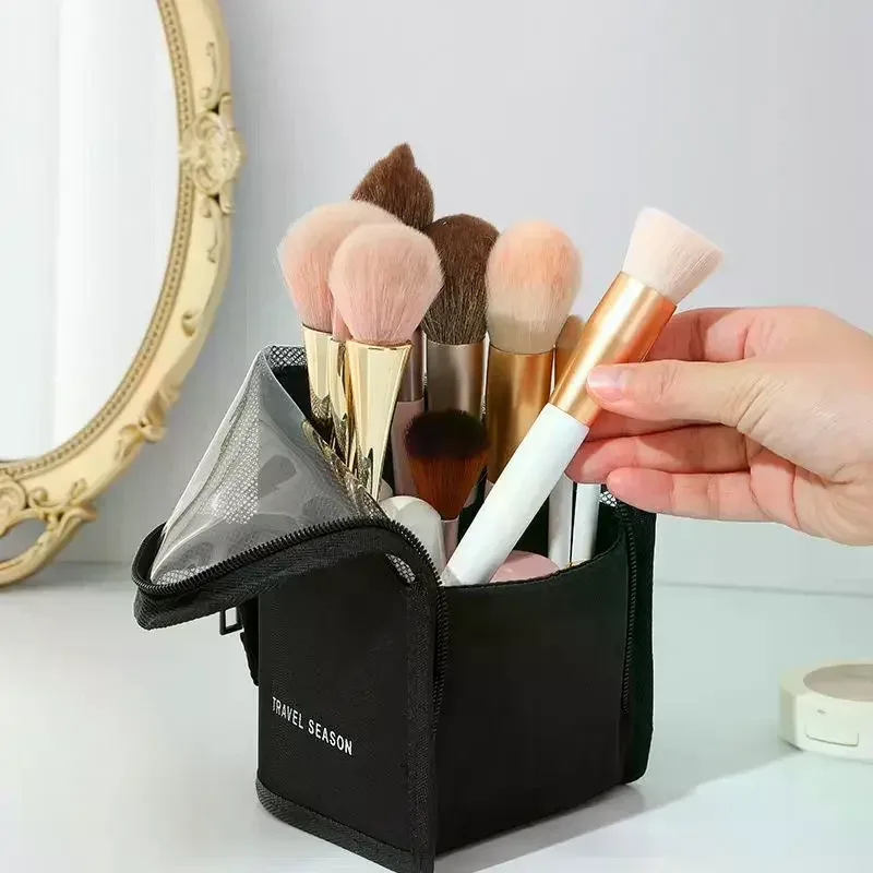 étui à pinceaux de maquillage avec fermeture éclair, sac cosmétique, organiseur de pinceaux de maquillage, sac