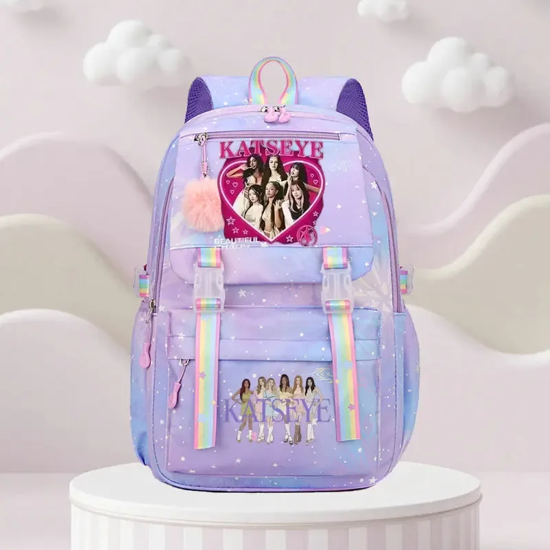 sac d'école katseye print, sac d'école pour élèves du primaire, sac à dos de voyage en plein air, sac à dos tendance pour filles, sac à dos pour enfants.