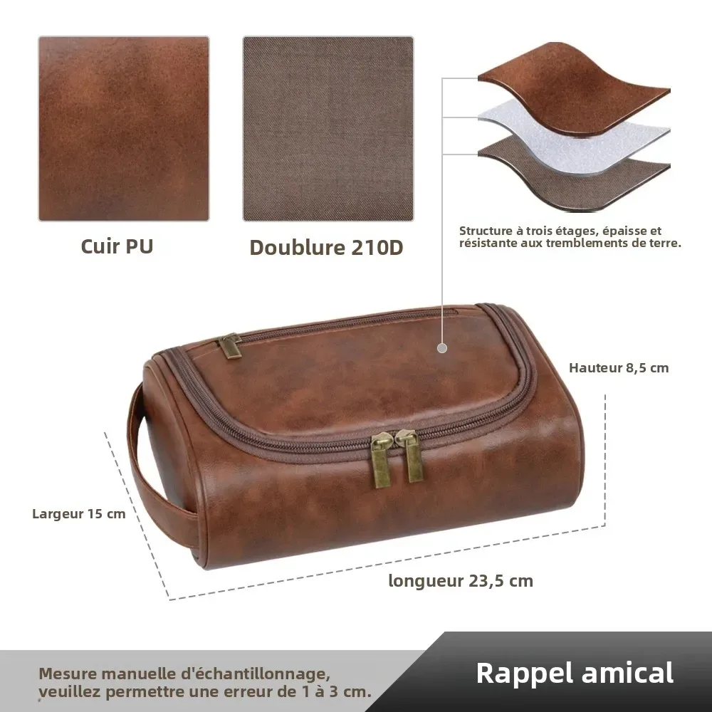 sac de toilette de voyage de haute qualité pour femmes et hommes, sacs cosmétiques rétro en cuir pu, sac de maquillage de voyage imperméable pour femmes