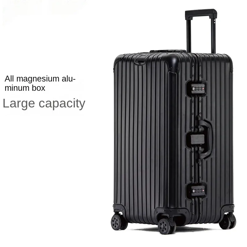 valise en alliage d'aluminium et de magnésium 100%, bagage métallique extra large, grande capacité, valise de voyage épaisse de 30 pouces, bagage de 32 pouces