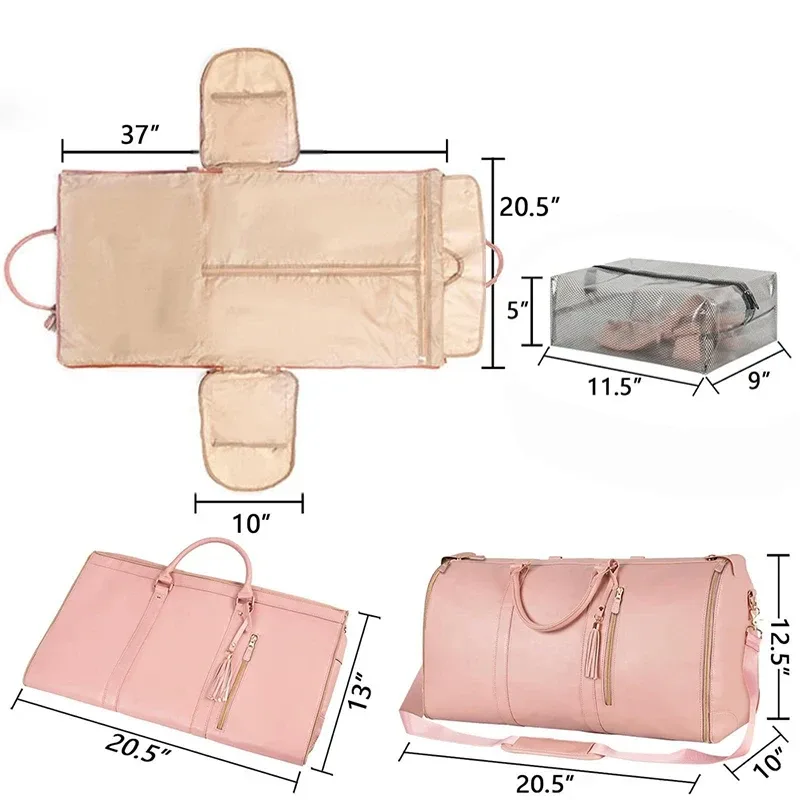 sac de voyage pliable pour femme, pratique, grand sac de voyage en cuir pu, sac de voyage d'affaires pour femme