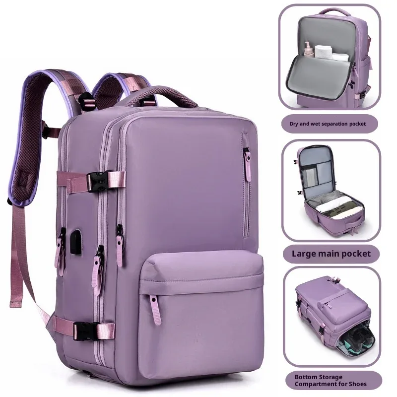 sac à dos de voyage pour ordinateur portable pour hommes et femmes, sac à dos de transport extensible approuvé par avion, sac à dos léger et étanche de 15,6 pouces
