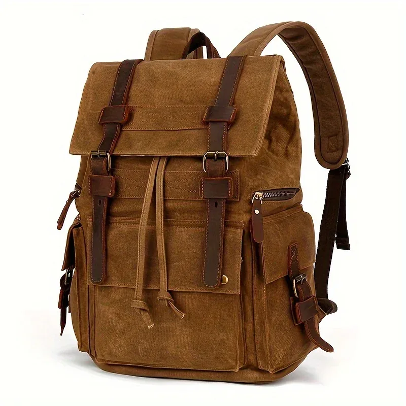 sac à dos en toile vintage sac à dos en toile de cuir sac à dos fourre-tout pour ordinateur portable 15 pouces sacoche academy sac de randonnée à bandoulière