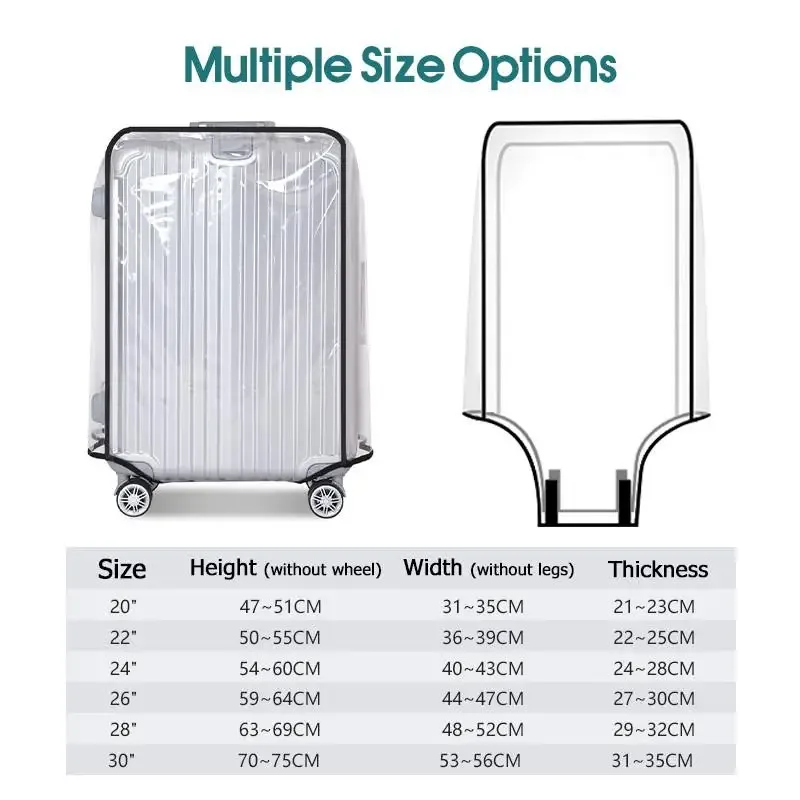 housse de valise transparente 2027, imperméable et anti-poussière, en pvc résistant à l'usure, convient aux valises de 20 à 30 pouces