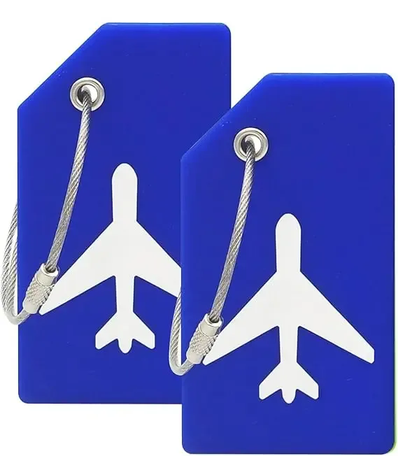 étiquette de bagage en silicone pour valises avec boucle en acier inoxydable, approuvée par tsa, étiquettes de sac essentielles de voyage pour protection de la vie privée