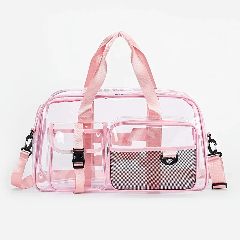 grand sac de voyage transparent en pvc, sac de sport de grande capacité, sac à main portable étanche pour les sports de plage en plein air, rangement quotidien, utilisation pour le transport