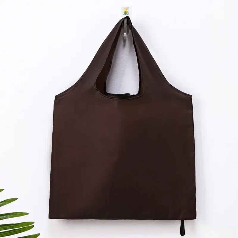 sac de courses réutilisable de couleur unie pour femmes et hommes, sac d'épicerie pliable en nylon, sac fourre-tout écologique, sacs à main portables