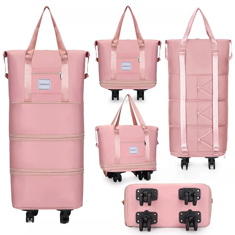 sac de voyage sac à dos grande capacité démontage roue universelle sac de rangement bagages portable double couche sac vérifié avec roue
