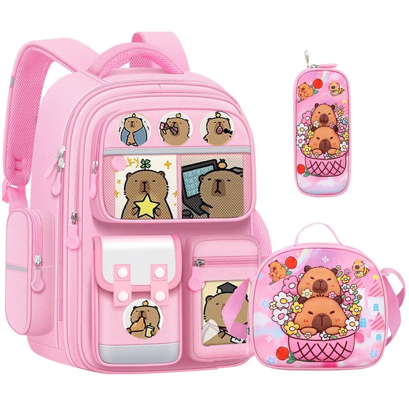 sacs d'école pour enfants capybara, pour garçons et filles, soulagent la charge, protègent la colonne vertébrale, sangles larges, sac à dos scolaire, sac à livres