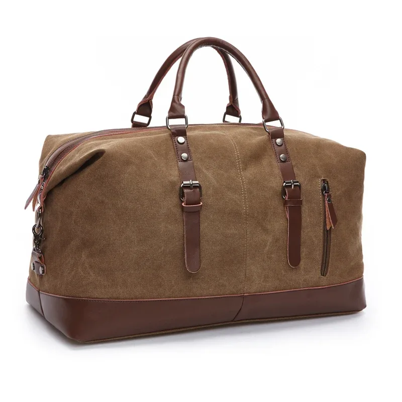 sacs de voyage en toile et cuir pour hommes, bagages à main, sacs de sport, fourre-tout de voyage, grand sac de week-end, sac de nuit, original