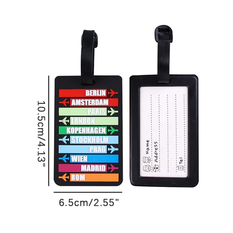 étiquette de bagage en silicone, nom du pays, valise, lettres de mode, porte-adresse, étiquette de bagage, identifiant, accessoires de voyage