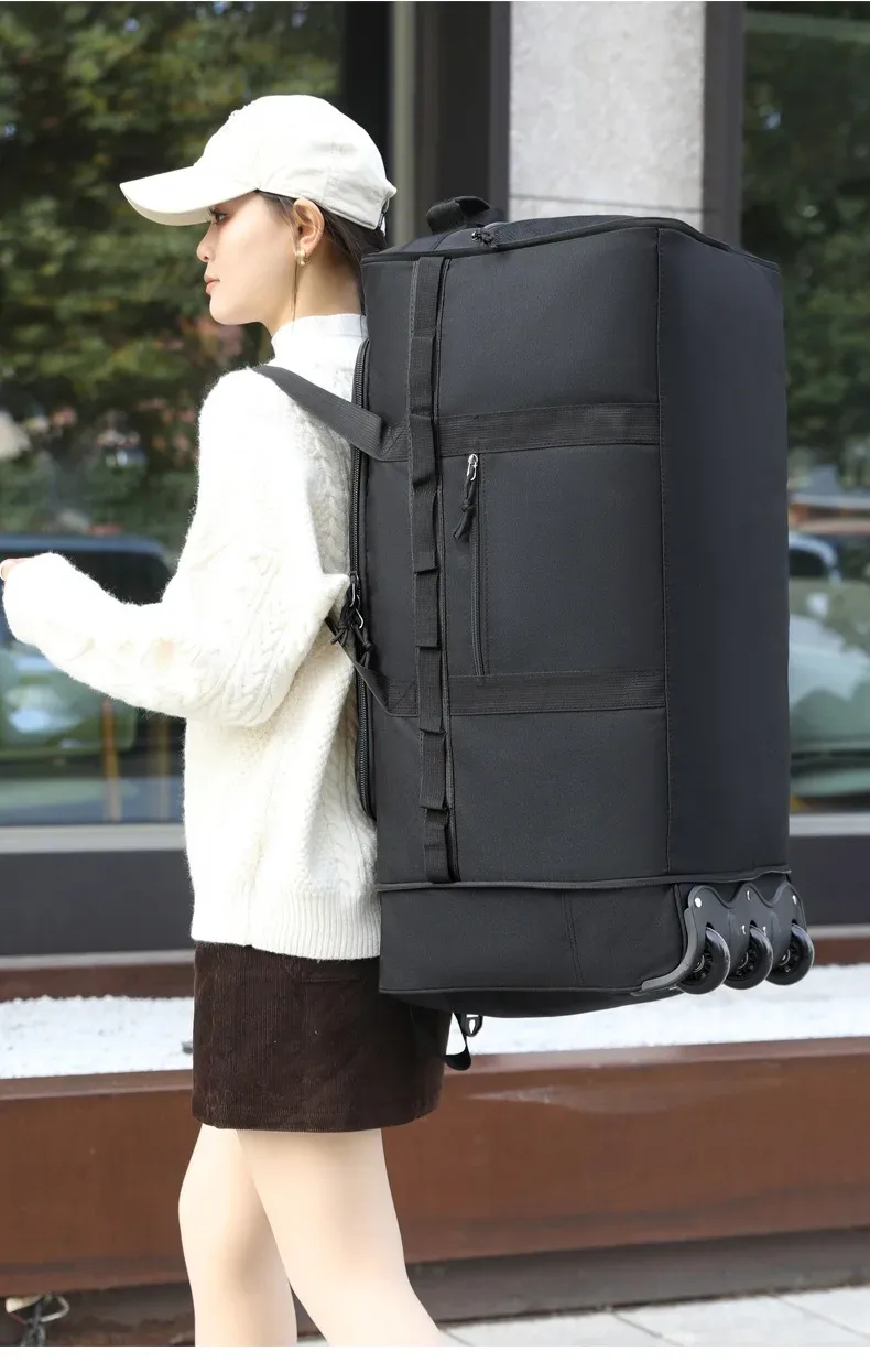 sac de voyage pliable et extensible, bagage portable de grande capacité, sac à bandoulière à roulettes unisexe pour les voyages