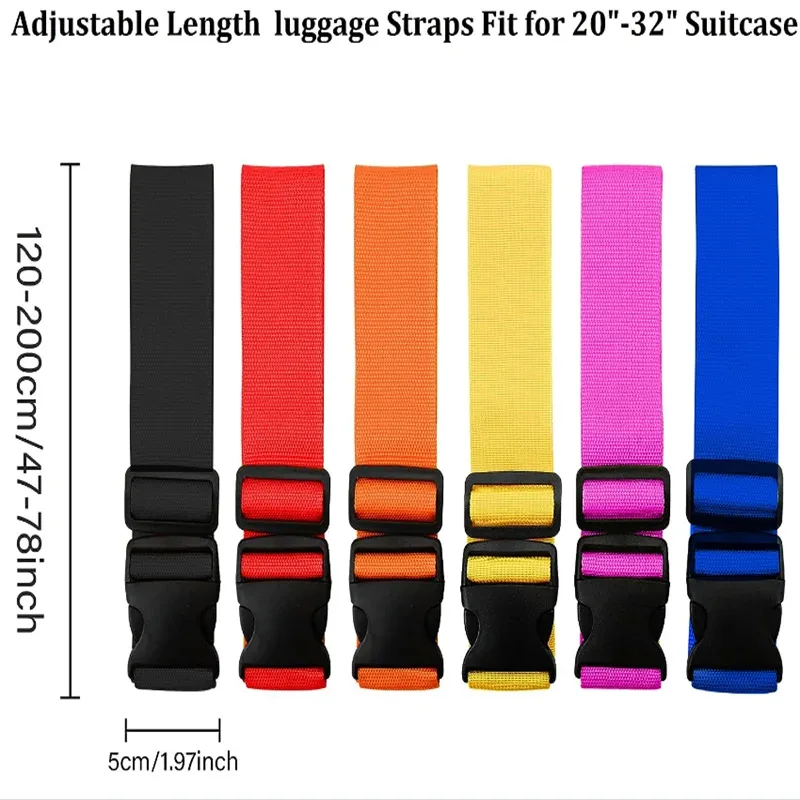 sangles de bagages de forme droite pour valise, ceinture de bagage en polyester avec boucle à dégagement réglable, accessoire de voyage