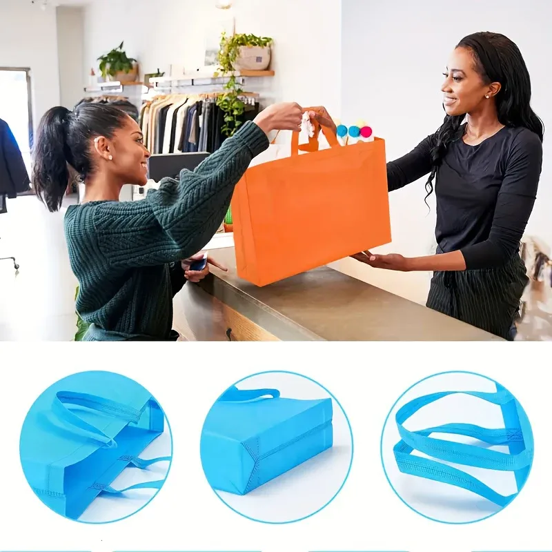 5 sacs fourre-tout non tissés, sacs d'emballage cadeau réutilisables de grande capacité, sacs de rangement de voyage portables et pliables, sacs fourre-tout de rangement, adaptés au transfert thermique diy, à la broderie, aux cadeaux d'anniversaire, aux cadeaux de fête et à la confection de cadeaux han.