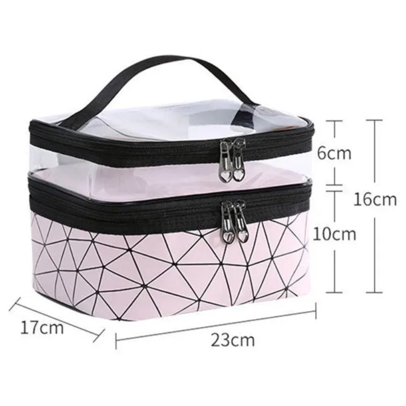 trousse de maquillage double portable grande capacité version coréenne ringer sac de voyage multifonctionnel trousse de toilette sac de rangement portable