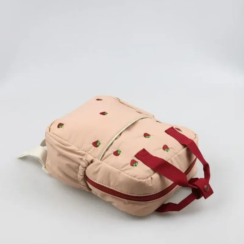 nouveau sac à dos femme brodé fraise mignon 2026, sac d'école étudiant unisexe, sac à dos de voyage décontracté tendance