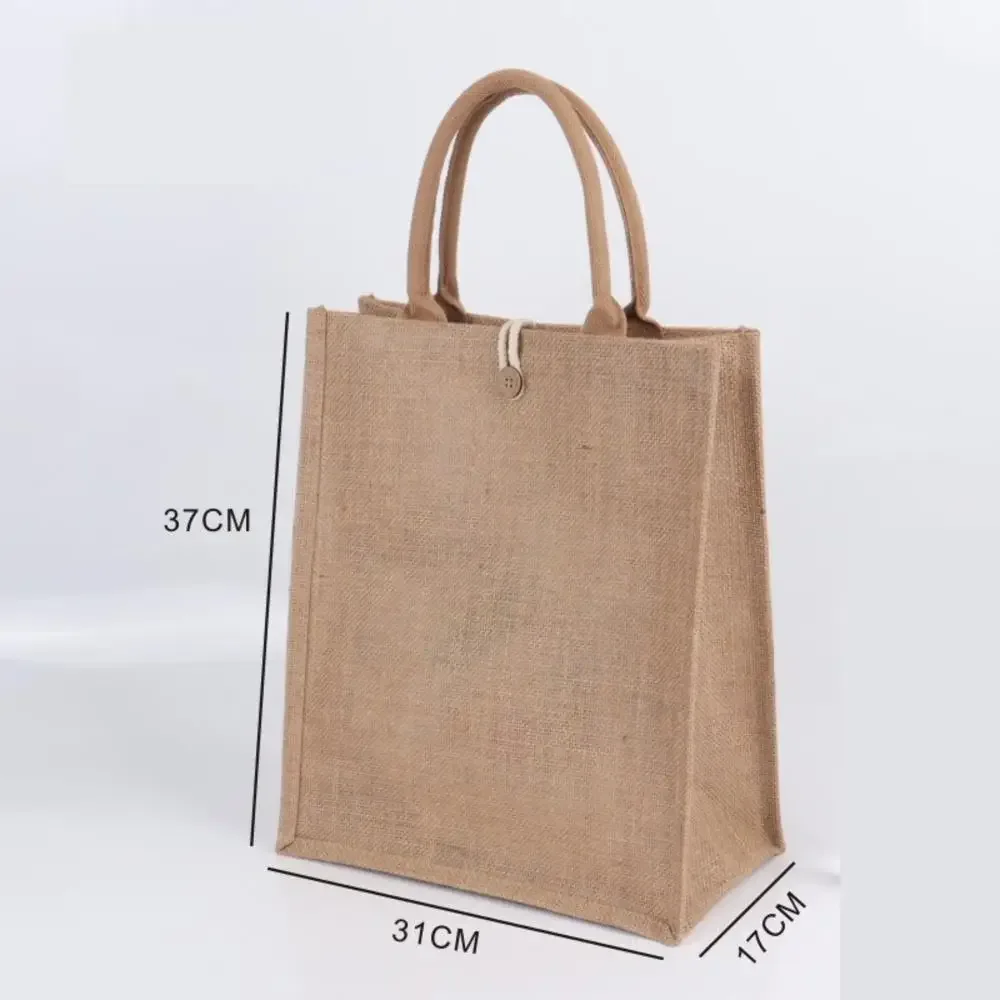 sac fourre-tout en lin pour femmes, sac à cuillère à soupe de plage en toile de jute, sacs à main portables, sac à provisions à poignée supérieure, grand, simple initié, sac à main multiple