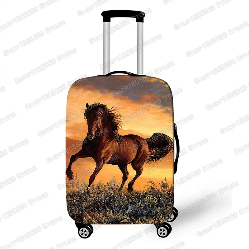juste de bagage imprimée animal et cheval, housses de valise à roulettes élastiques, anti-poussière, accessoires de voyage mignons