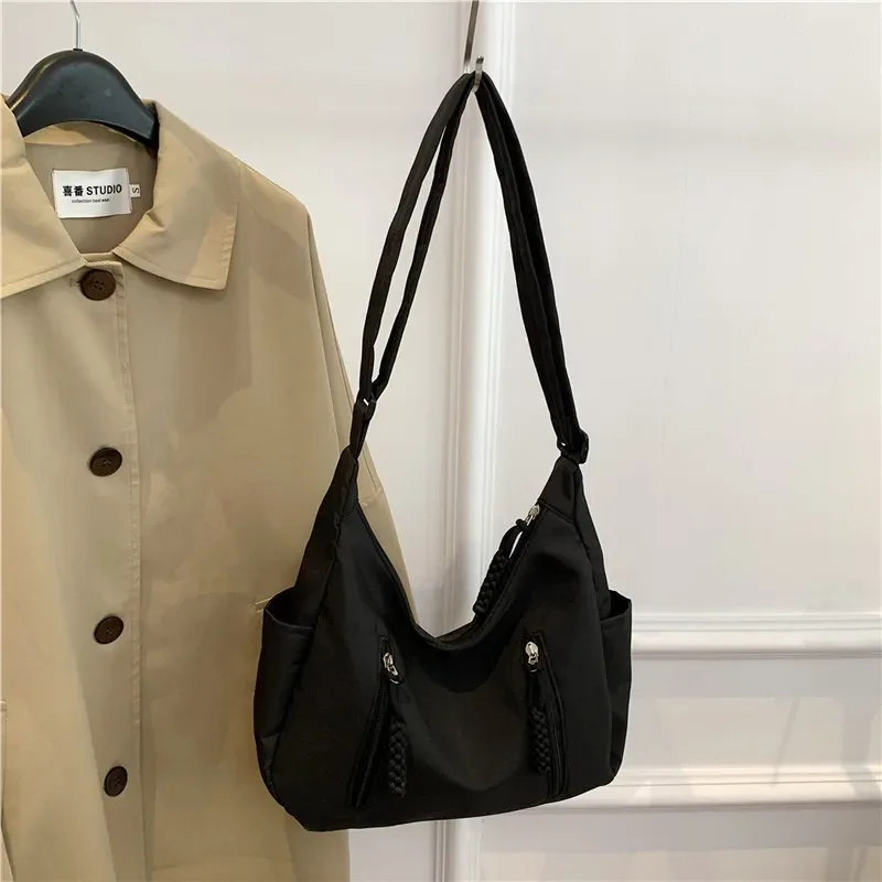 sac messager en nylon pour femmes, sacs à bandoulière croissant multi-poches, sac à bandoulière léger, fourre-tout de voyage, sac de shopping