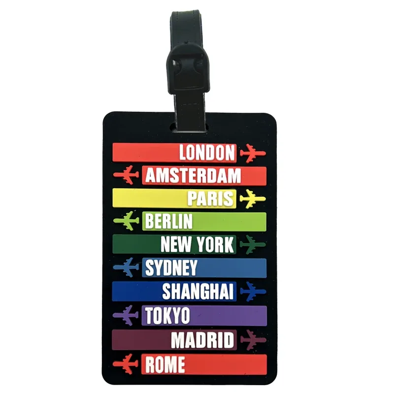 nouvelle étiquette de bagage en pvc en forme d'avion, porte-nom et d'identification, accessoires de voyage