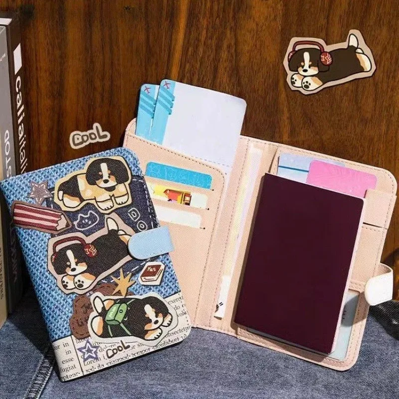 Housse de passeport en PU mignonne et amusante pour les voyages, porte-cartes d'identité multifonctionnel, organisateur portable de billets et de cartes de crédit