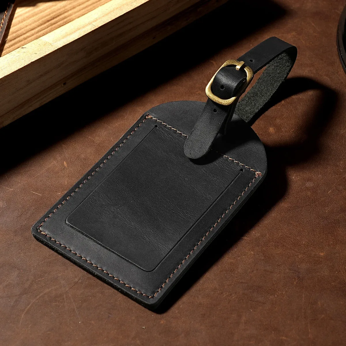1 étiquette de bagage en cuir véritable pour femme et homme, accessoires de voyage, étiquettes de valise, étiquette nominative, d'adresse, pour bagages