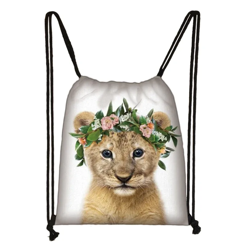 sac à cordon de serrage mignon animal koala femmes hommes mode sac de rangement panda/zèbre fille voyage loisirs sac à dos pliable