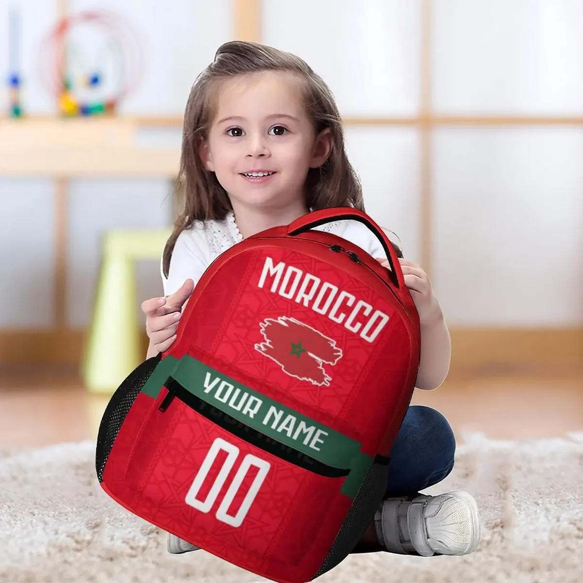 sac à dos personnalisé du maroc avec nom et numéro, sac d'école style équipe nationale de football pour enfants, sac à dos de voyage, cadeau pour adolescents