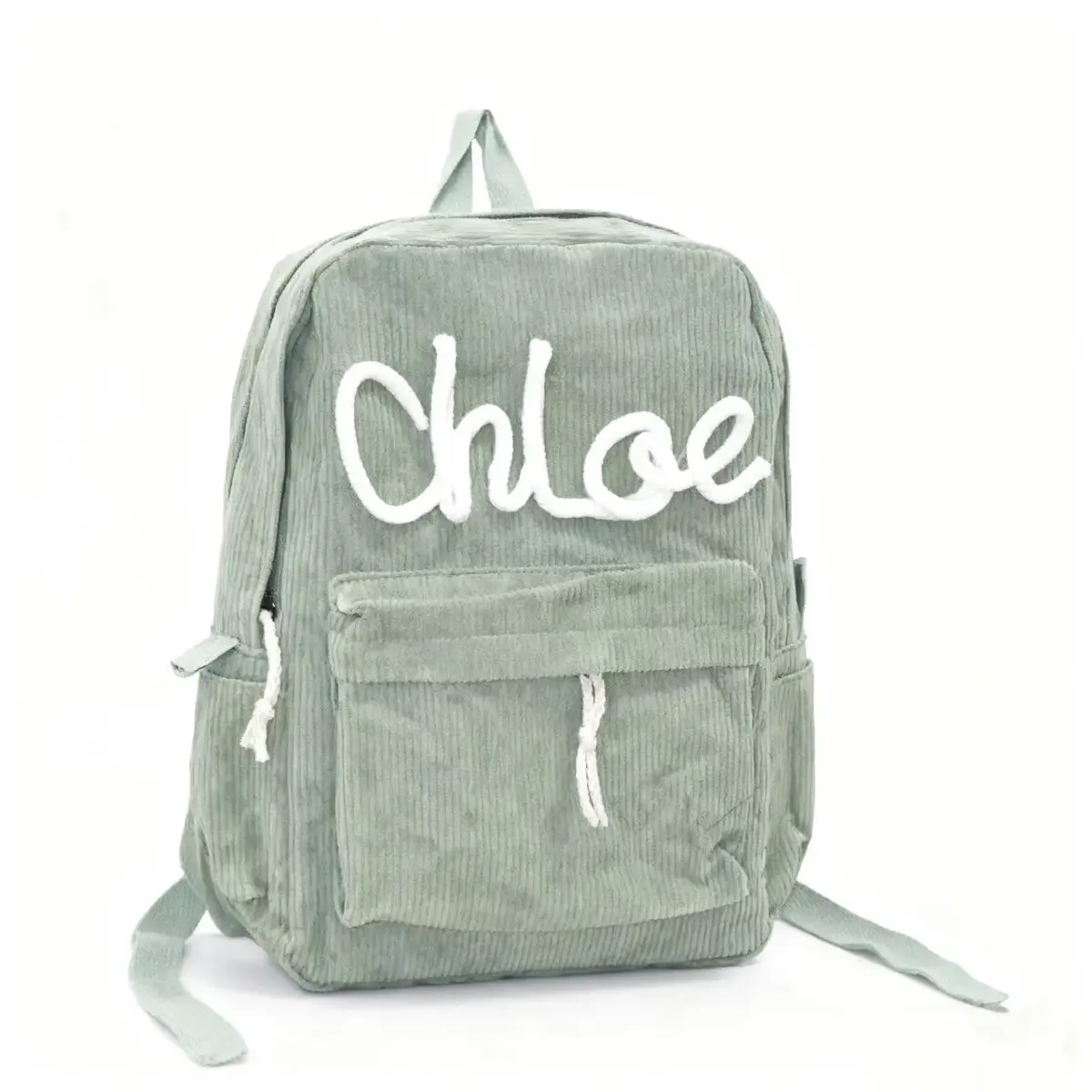 sac à dos personnalisé en velours côtelé pour hommes et femmes, lettres brodées à la main, sac à dos en tissu coloré, 1 pièce