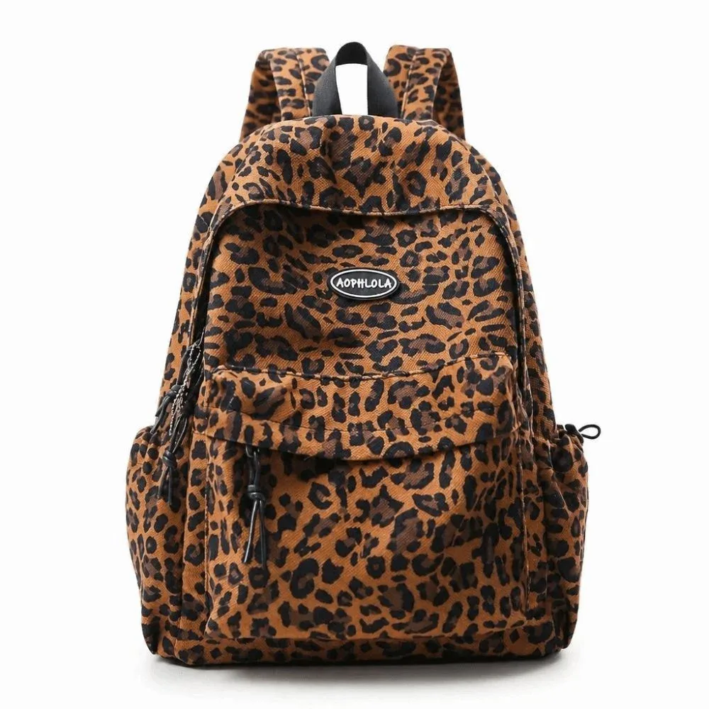 sac à dos décontracté à imprimé léopard pour ordinateur portable, grande capacité, multi-poches, cartable pour étudiants, sac de voyage en tissu oxford pour adolescentes