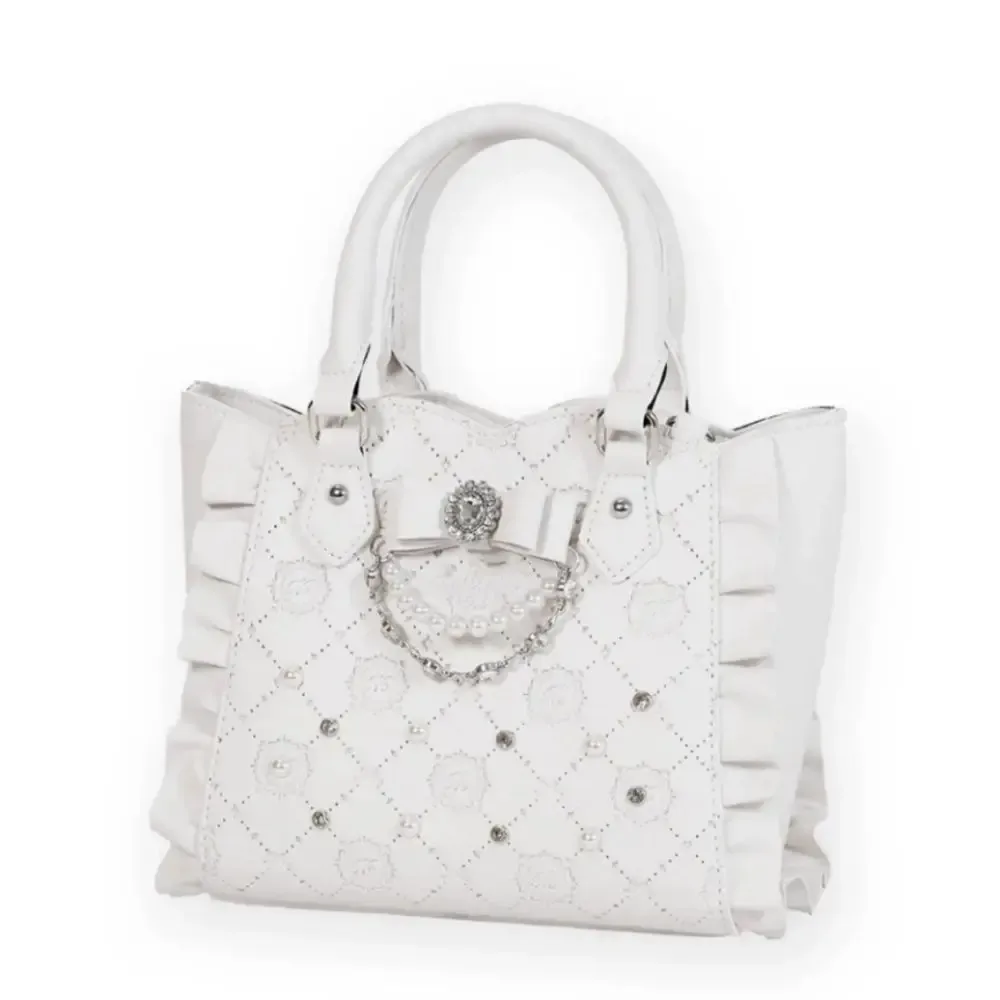 doux filles japonais sac fourre-tout été nouveau mignon sac à main perle strass épaule sac à main mine bow bandoulière sac à dos femmes sacs