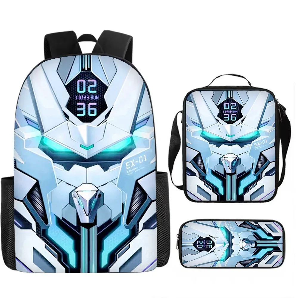 sacs d'école de luxe originaux et cool de style mécanique, imprimés en 3d, lot de 3 pièces : sac à dos pour ordinateur portable, sac à déjeuner et trousse à crayons