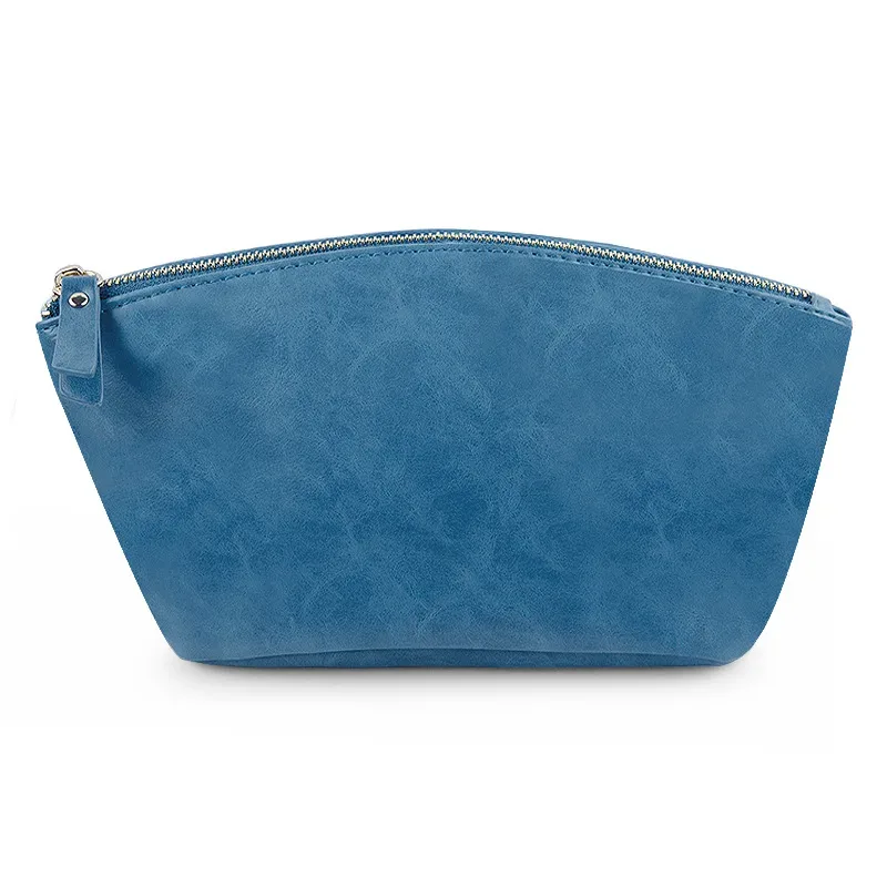 nom personnalisé 2025 nouveau sac cosmétique en cuir pu britannique rétro fou cheval pochette en cuir fermeture éclair sac cosmétique étanche