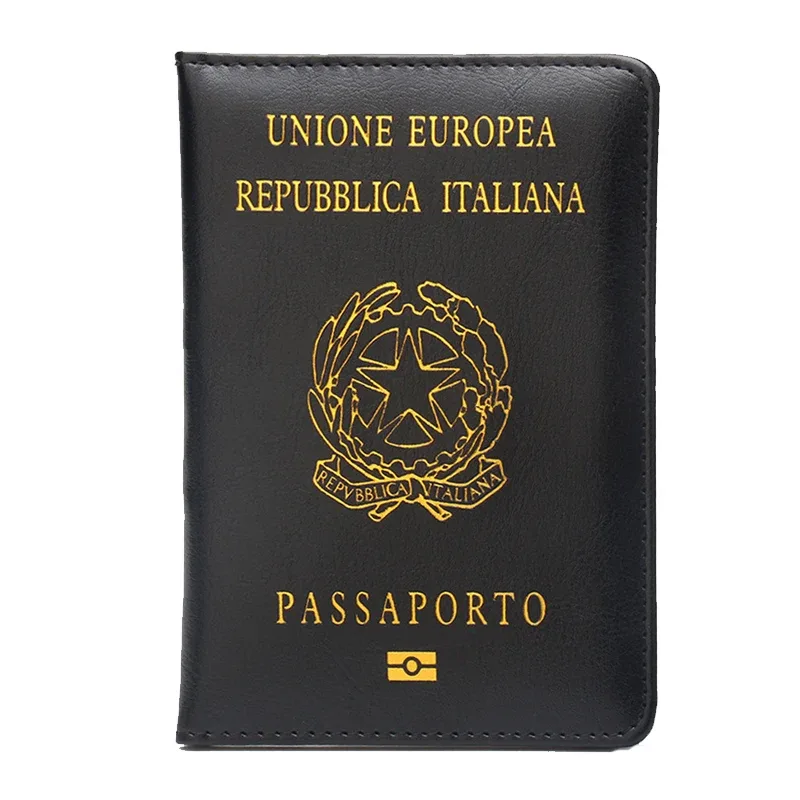 couverture de passeport personnalisée en cuir pu, porte-passeport de la république italienne, porte-carte de voyage, nom personnalisé