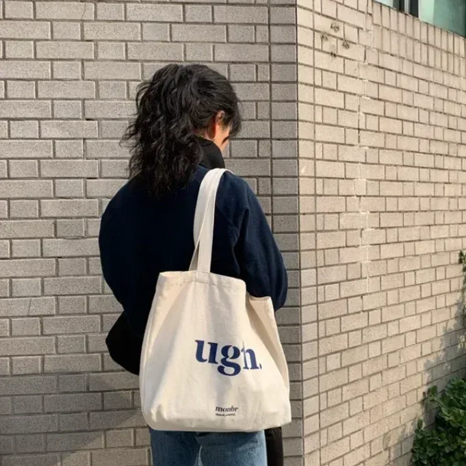 sac pour femmes pas cher décontracté grande capacité sacs à bandoulière shopper toile lettre mode harajuku fermeture éclair impression ulzzang sacs à main