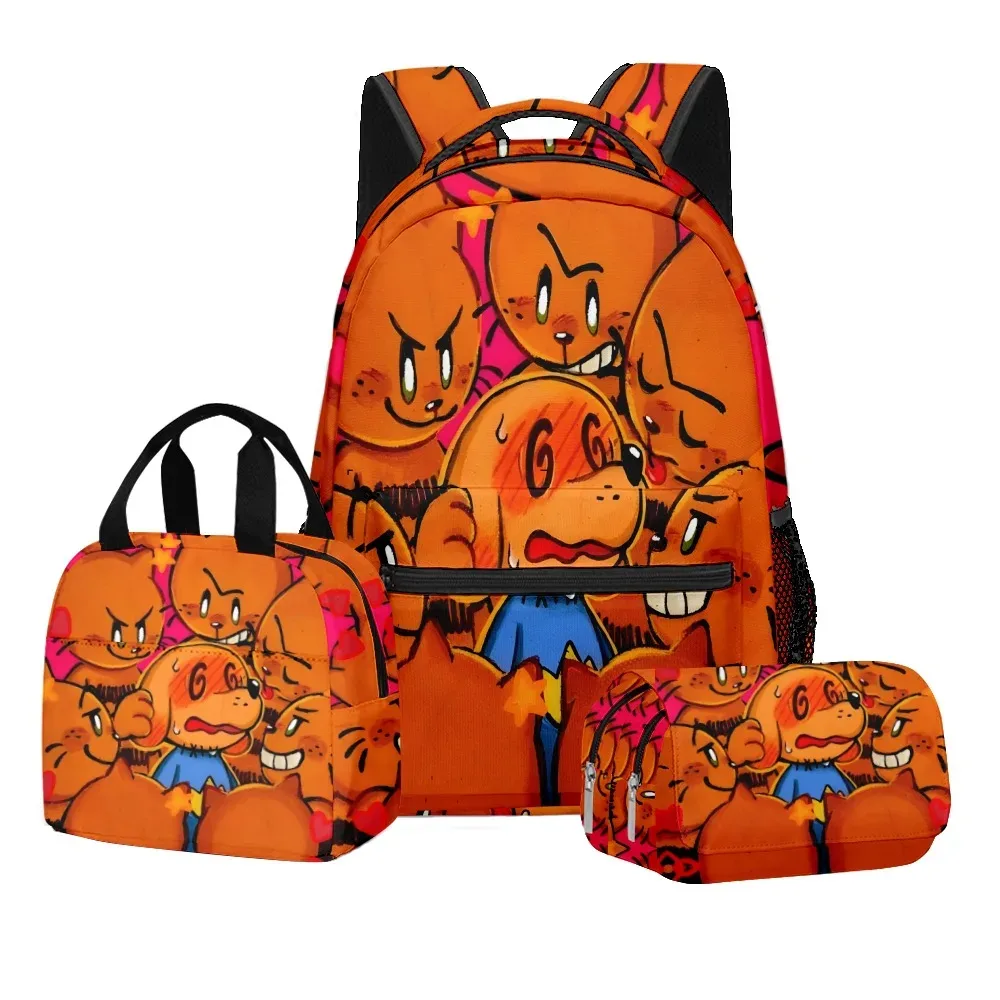 luxe populaire nouveauté dessin animé chien homme 3d imprimé 3 pièces/ensemble étudiant sacs d'école voyage cahier sac à dos sac à déjeuner porte-crayon