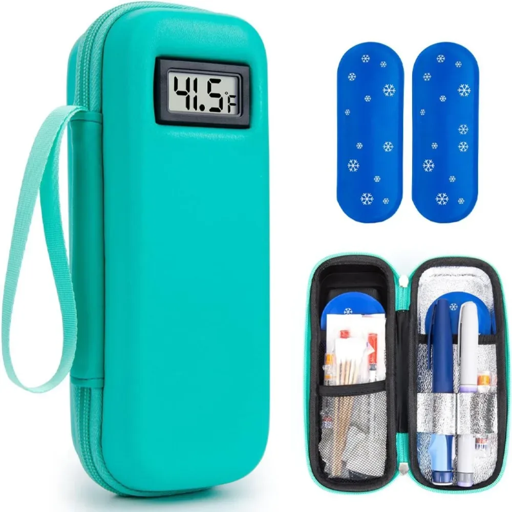 étui de voyage refroidisseur d'insuline avec affichage de thermomètre, sac de rangement de médicaments, sac de refroidissement d'insuline étanche pour les diabétiques