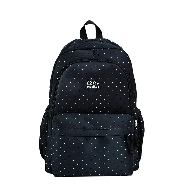 sac à dos à pois de style frais, léger, grande capacité, sac à bandoulière double pour les élèves du collège et du lycée, matériau en nylon