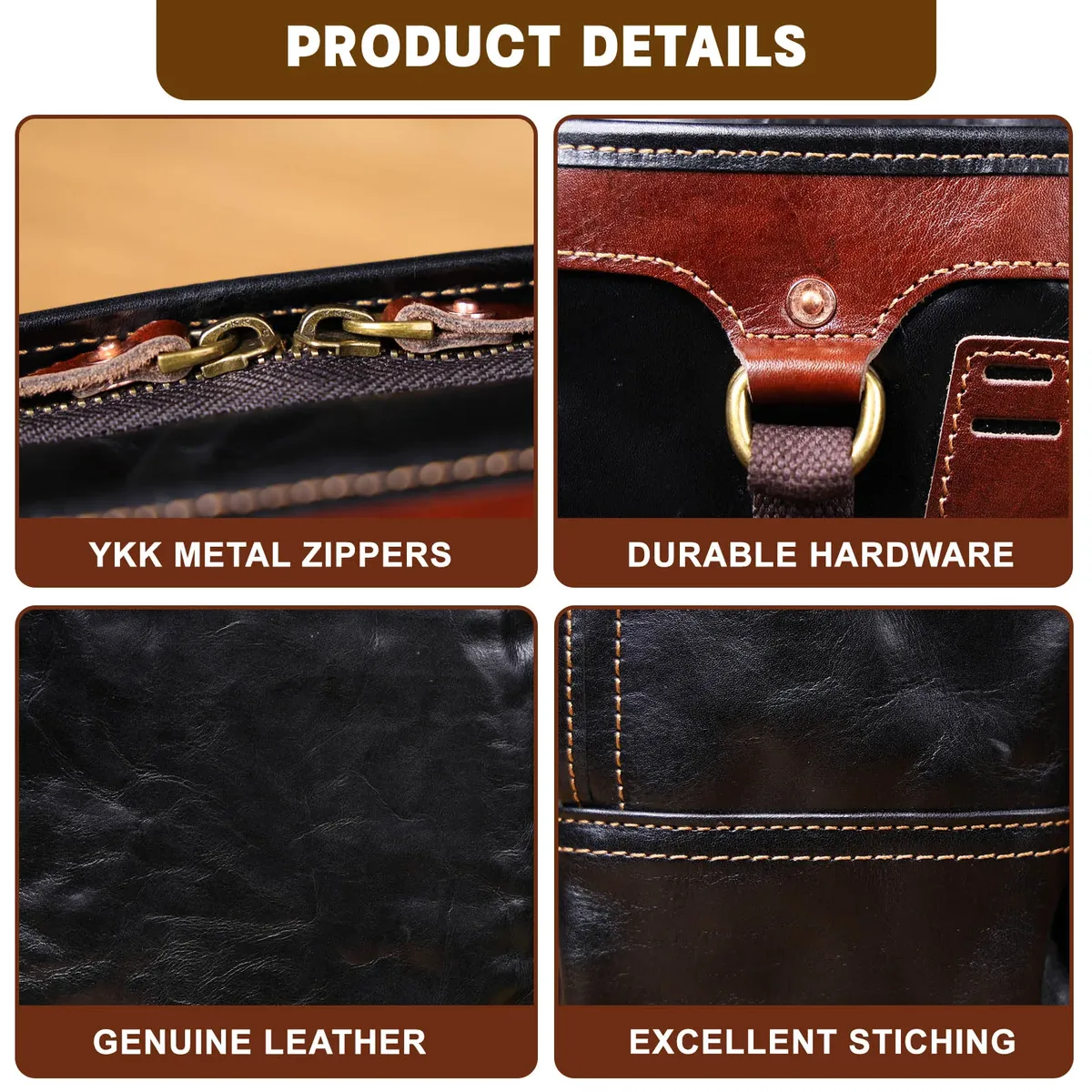 s.worker sac à dos décontracté en cuir de vache véritable pour hommes, sac à dos pour ordinateur portable de 16 pouces, sacs de voyage de grande capacité, sacs d'école
