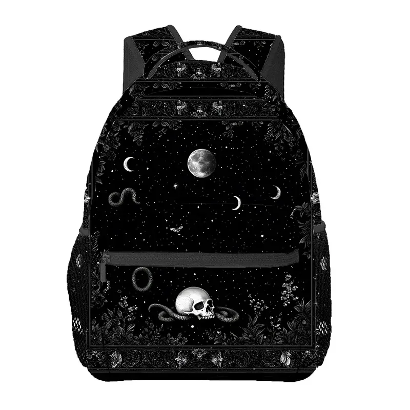 sac à dos gothique à imprimé crâne noir et blanc, sac à dos de voyage et de randonnée avec compartiment pour ordinateur portable, parfait pour la plage, le yoga et les sorties décontractées