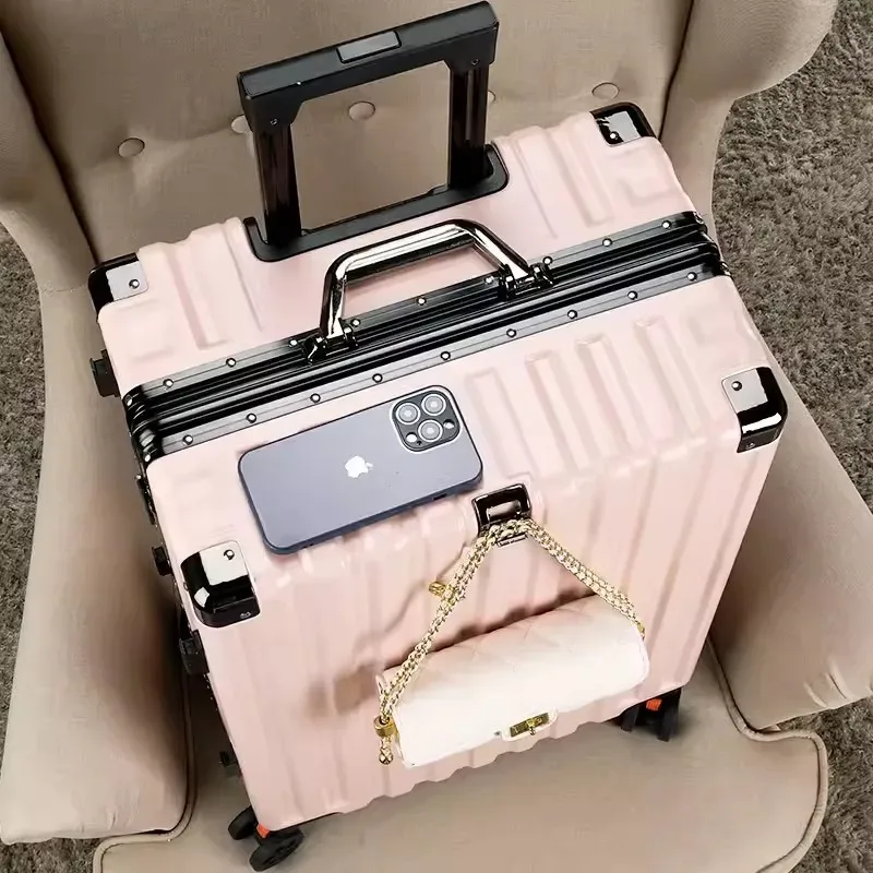bagage femme muet universel roue boîtier de chariot cadre en aluminium 24 pouces étudiant mot de passe valise mâle